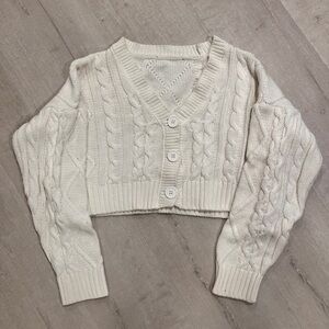Forever 21 Cream Cable Knit Cardigan
